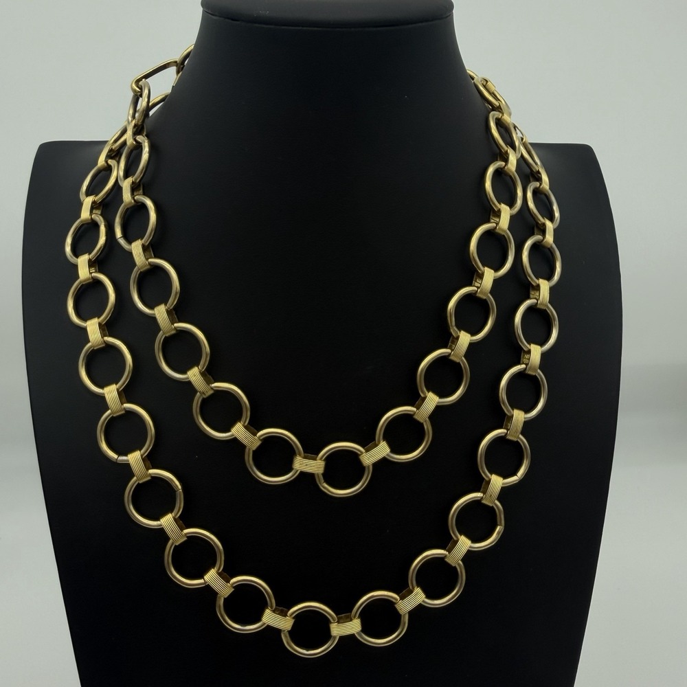 VTG Chunky Link Belt Necklace 42.5 Inch Heavy Gold Tone